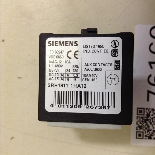 Used SIEMENS Auxiliary Contact Block 3RH1911-1HA12 #76160