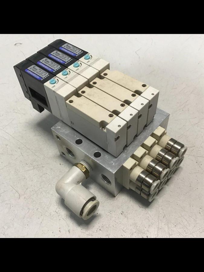 Used KOGANEI Manifold w/ Valves F10M4AJ USED