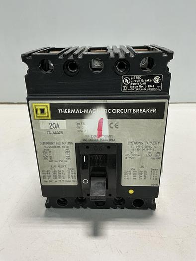 Used SQUARE D FAL36020 CIRCUIT BREAKER