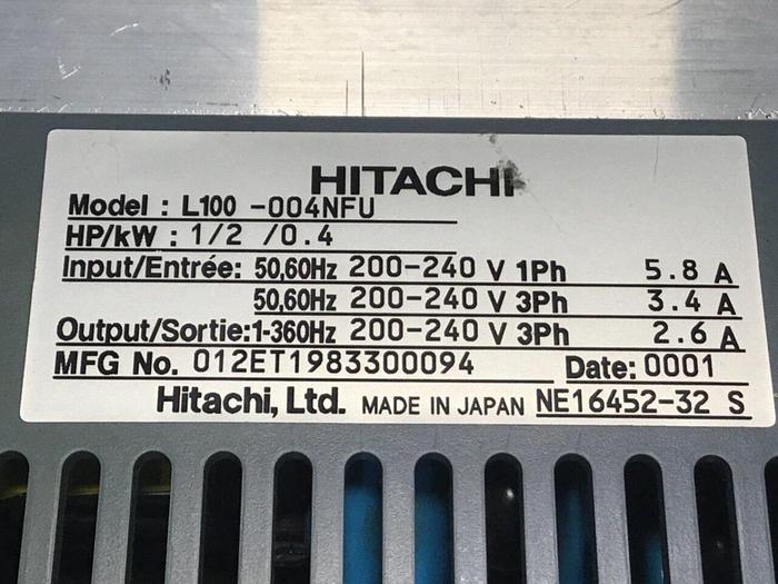 Used HITACHI Inverter L100-004NFU #124723