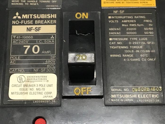 Used MITSUBISHI Circuit Breaker 70 Amp NF-SF 3070 #119462