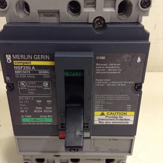 Used MERLIN 250 Amp Circuit Breaker NFS250A #77659