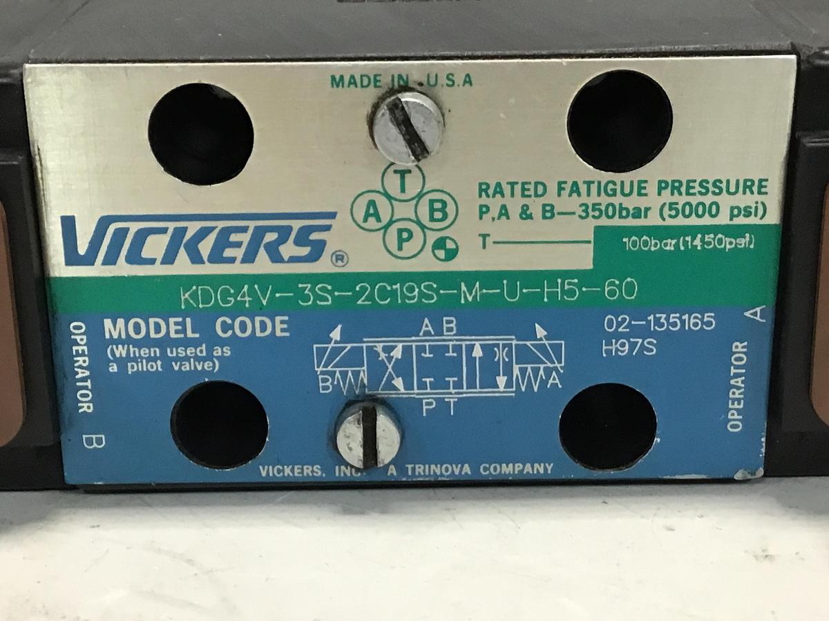 Used VICKERS KDG4V-3S-2C19S-M-U-H5-60 Valve Used # 145606