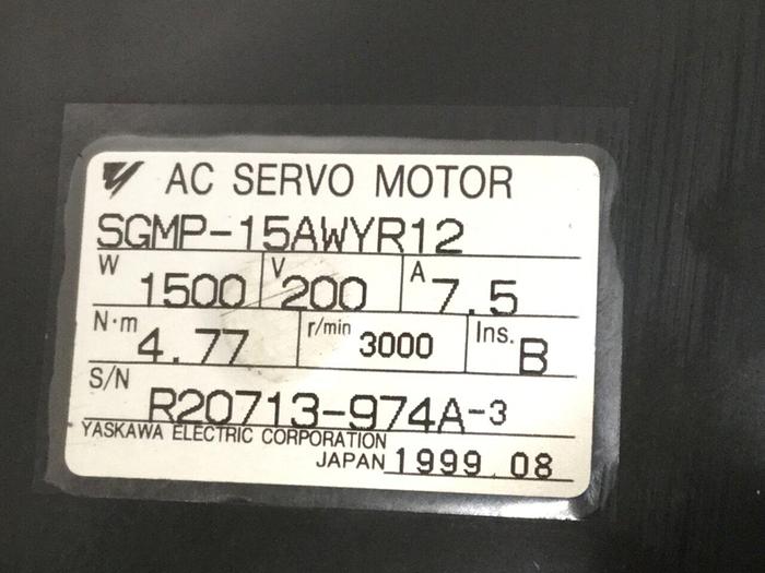 Used YASKAWA AC Servo Motor SGMP-15AWYR12 #107404