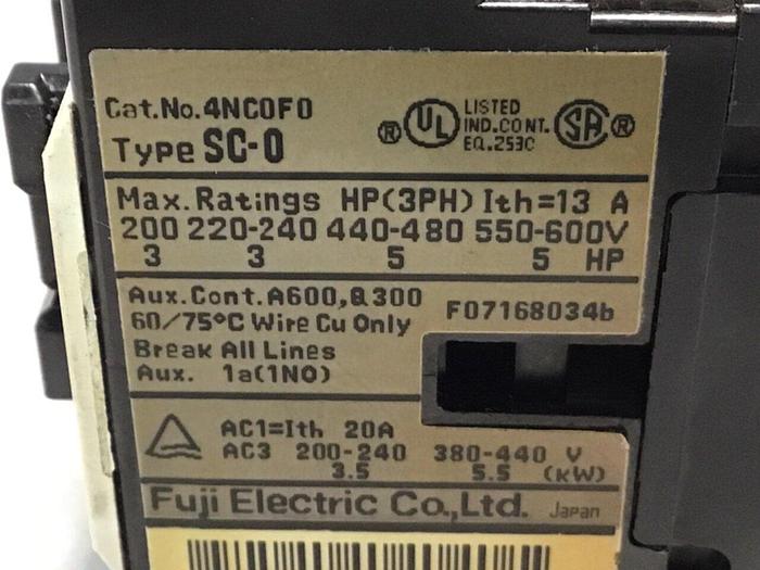 Used FUJI ELECTRIC Contactor SC-0 4NC0F0 #80085