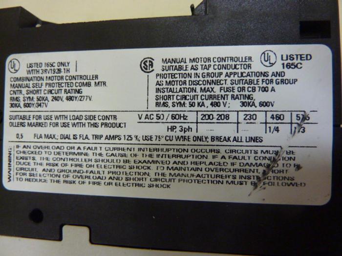 Used SIEMENS 0.5 Amp Circuit Breaker 3RV1021-0FA15 #50135