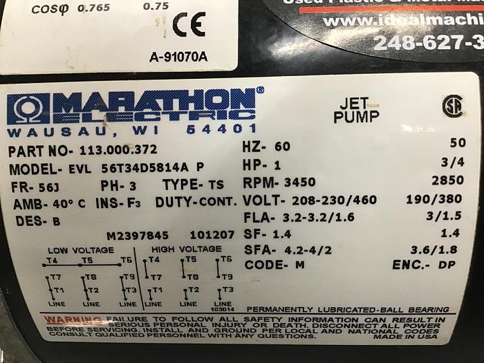 Used MARATHON ELECTRIC Jet Pump EVL 56T34D5814A P Used #132945