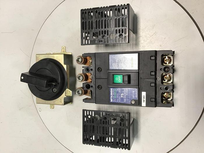 Used MITSUBISHI 75 Amp Breaker & Control Switch NF100-CP 75 AMP #133367