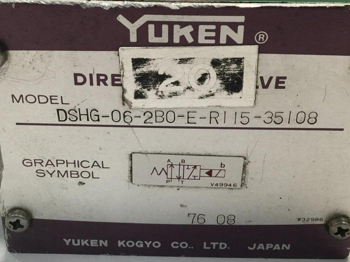 Used YUKEN Directional Valve DSHG-06-2B0-E-R115-35108 #102940