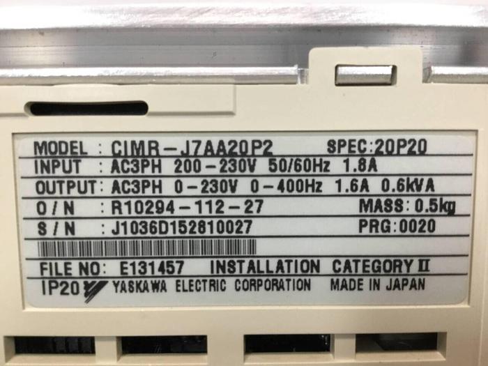Used YASKAWA VS Mini J7 Drive CIMR-J7AA20P2 #98522