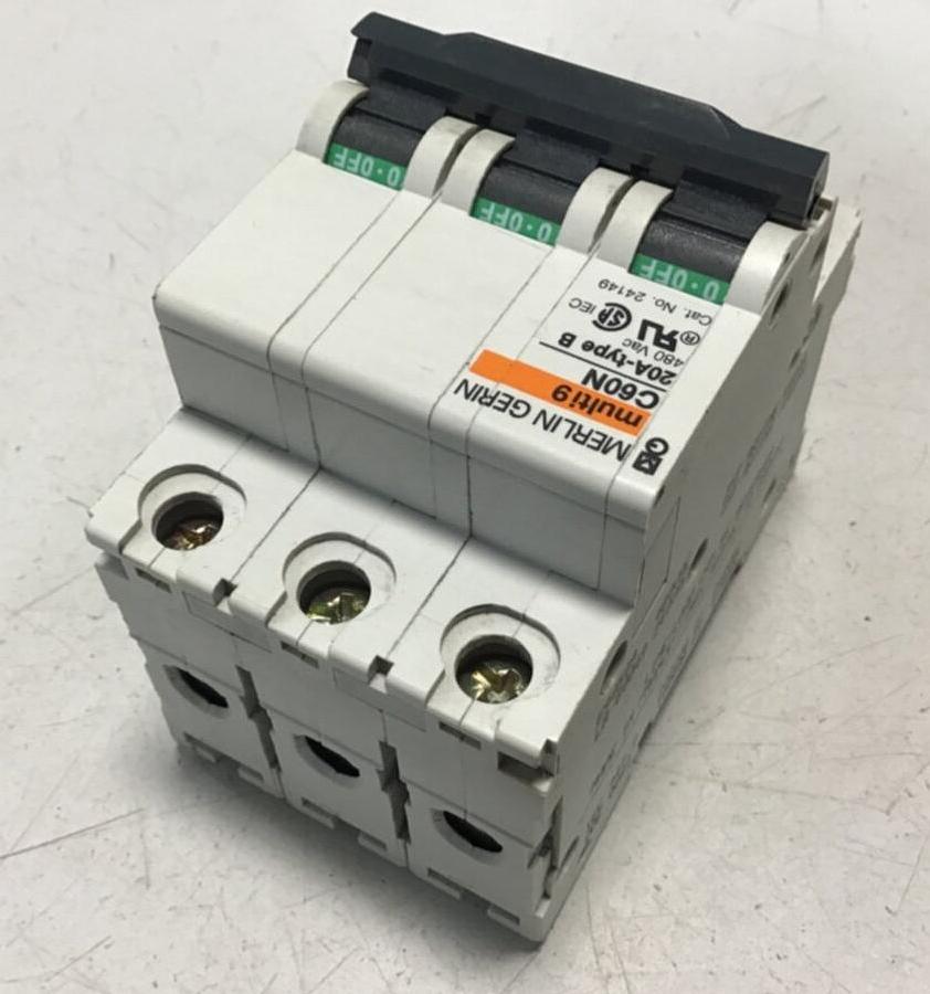 Used MERLIN GERIN 20 Amp Circuit Breaker C60N-20 USED 