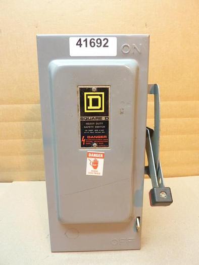 Used SQUARE D 30 Amp Safety Disconnect Switch H361 E1 Used