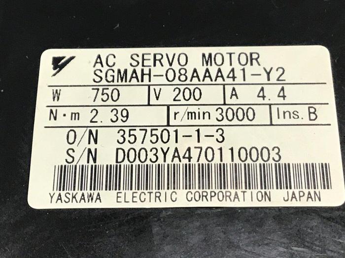 Used YASKAWA Servo Motor SGMAH-08AAA41-Y2 #128908