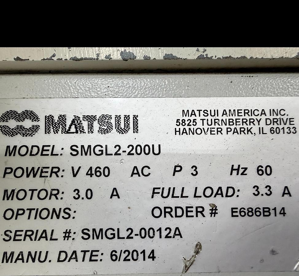 Used 2014 MATSUI SMGL2-200U Grinder Granulator Plastic USED #152839 Repair