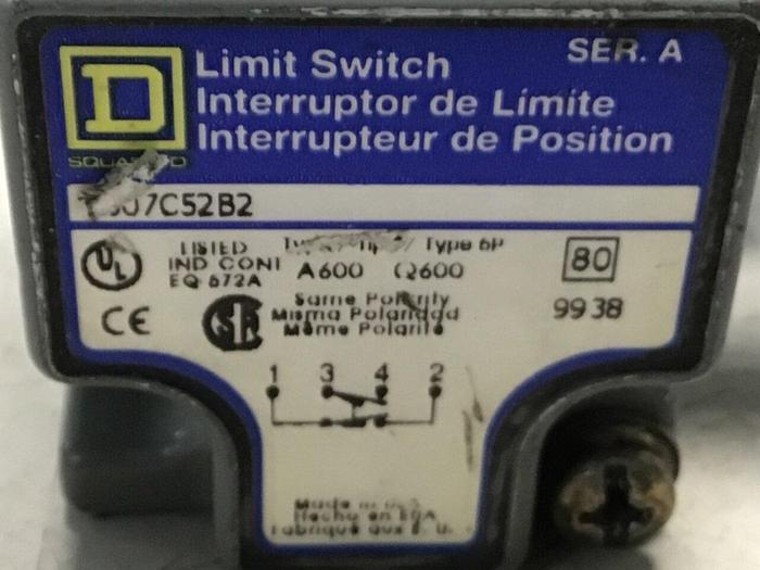 Used SQUARE D Limit Switch 9007-C52B2 #122018