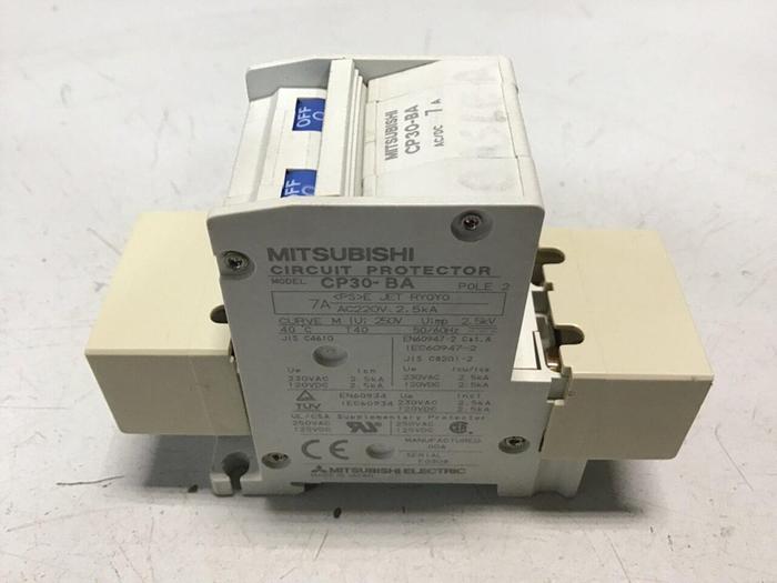 Used MITSUBISHI 7 Amp Circuit Protector CP30-BA-2P-7A #119651