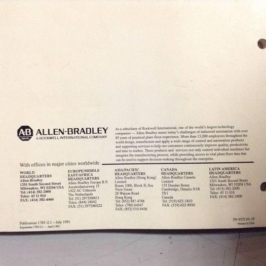 Used ALLEN BRADLEY System Overview 1785-2.1 #70843