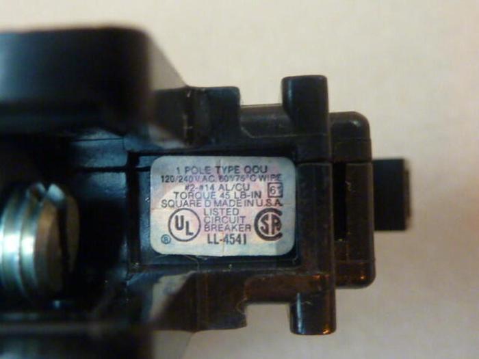 Used SQUARE D 20 Amp Circuit Breaker QOU120 #32970