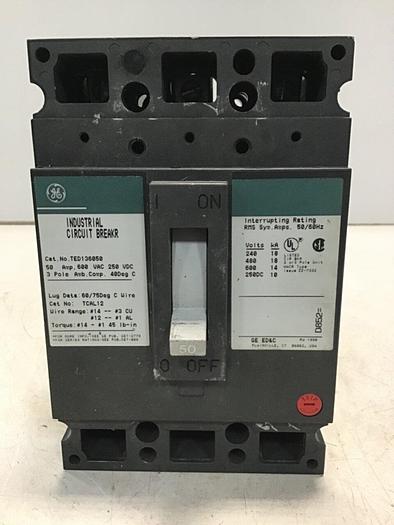 Used GE TED136050 Breaker & Disconnect 50 AMP USED #143609