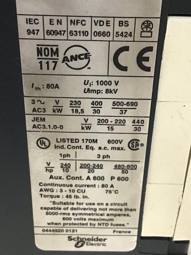 Used TELEMECANIQUE Contactor LC1 D65 11 #132633