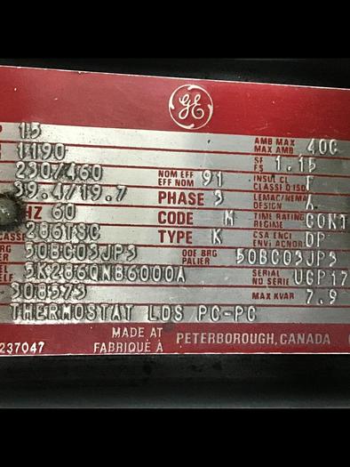 Used GENERAL ELECTRIC 15 HP Motor 5K286QNB6000A #128625