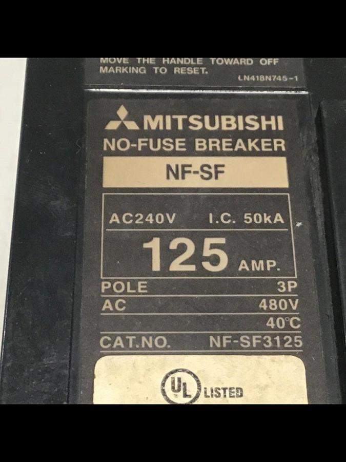 Used MITSUBISHI 125 Amp Circuit Breaker NF-SF3125 USED
