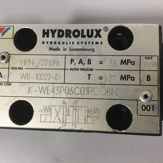 Used HYDROLUX Valve HPN722696 Used