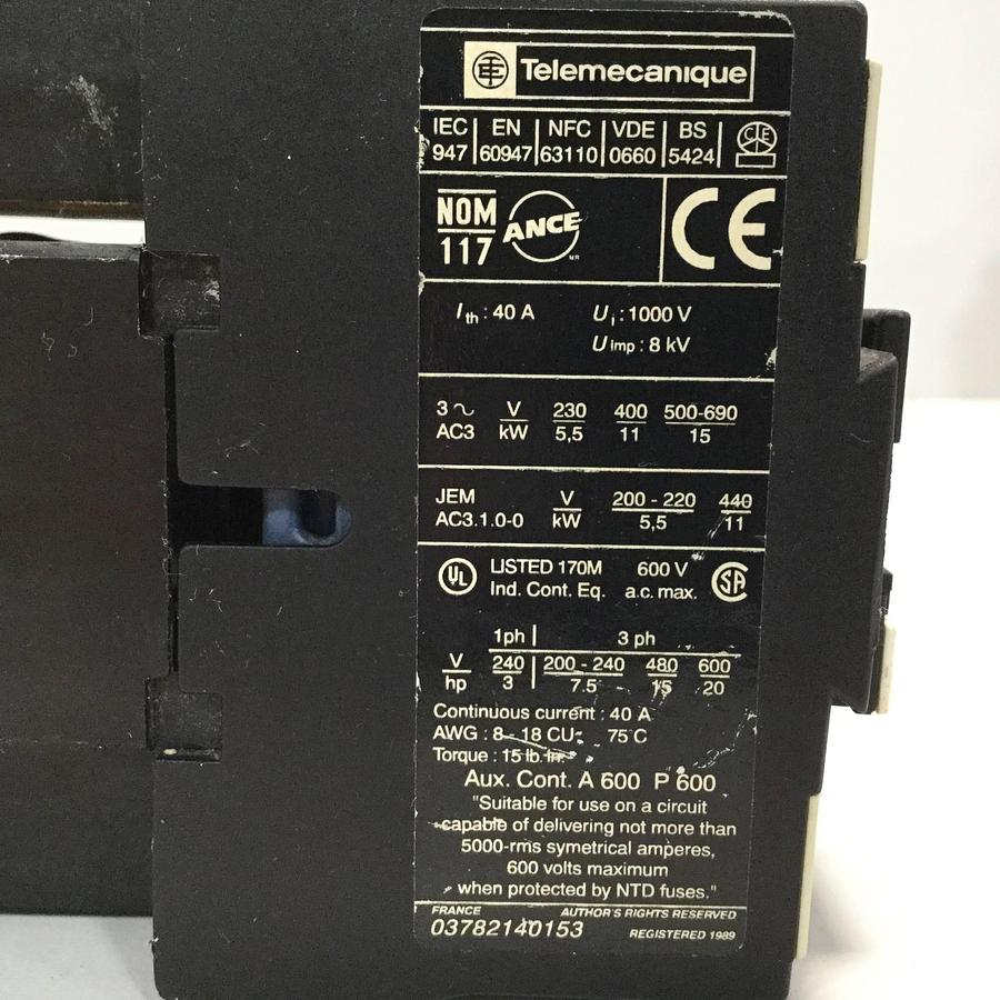 Used TELEMECANIQUE Contactor LP1D2510 Used