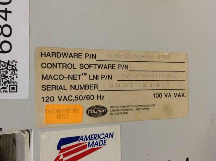 Used BARBER COLMAN Control Card Rack 40BA-2111BC-D00-B-00 #68400