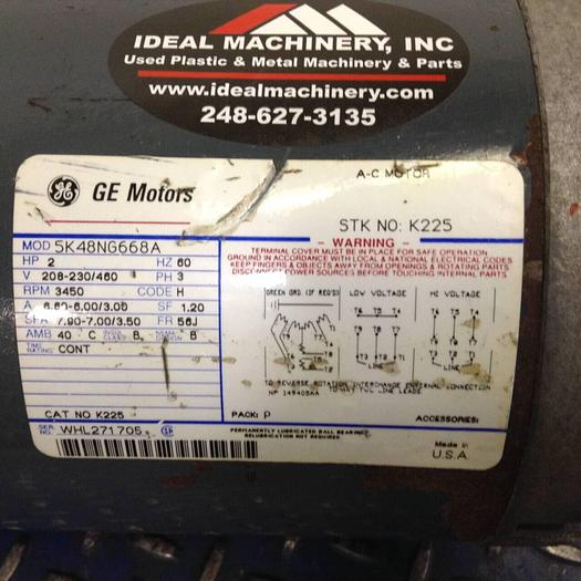 Used GENERAL ELECTRIC / GE 2 HP AC Motor 5K48NG668A #75045