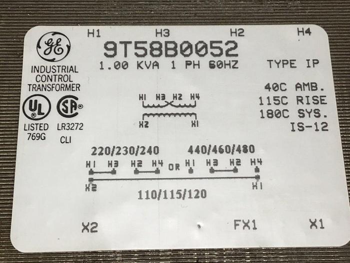 Used GENERAL ELECTRIC / GE 1.00 kVA Transformer 9T58B0052 #131916