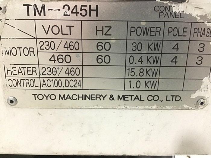 Used TOYO 245 Ton Injection Molding Machine TM-245H-20 USED