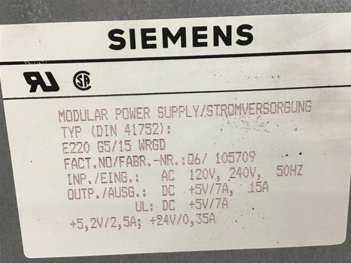 Used SIEMENS Modular Power Supply E220G5/15WRGD #134977