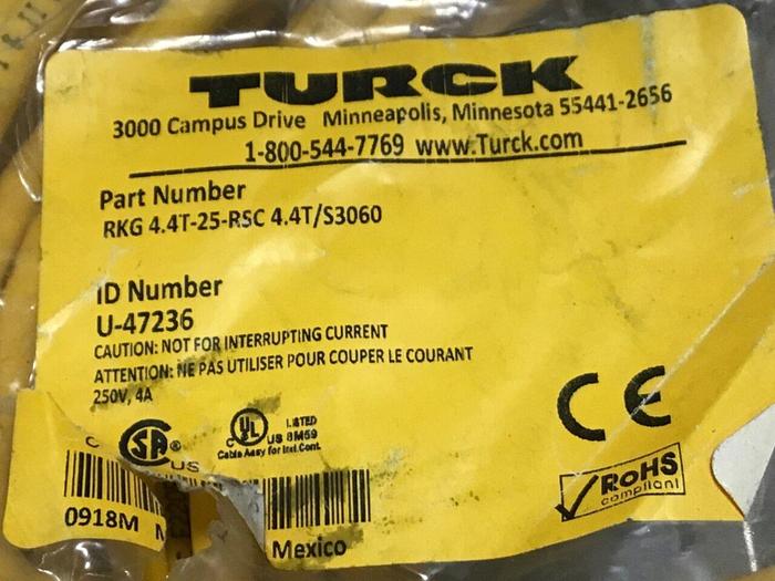 TURCK ELEKTRONIK Cable U-47236 RKG 4.4T-25-RSC NEW