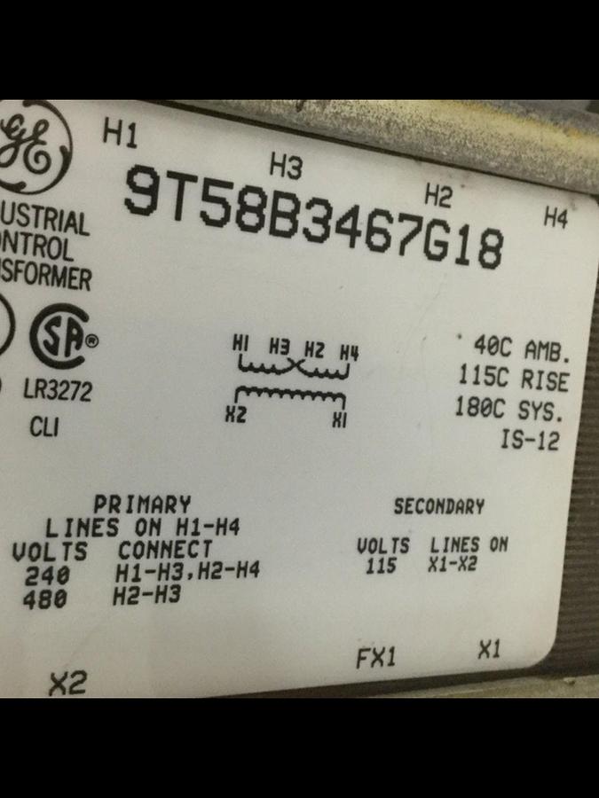 Used GENERAL ELECTRIC 0.500 kVA Transformer 9T58B3467G18 USED