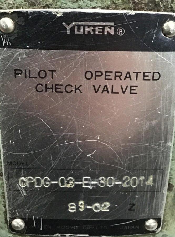 Used YUKEN Pilot Operated Check Valve CPDG-03-E-30-2014 USED