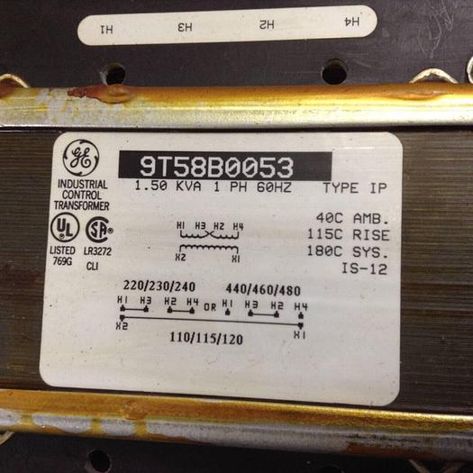 Used GENERAL ELECTRIC / GE 1.50 kVA Transformer 9T58B0053 #83540