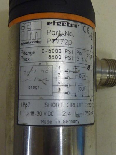 Used IFM Pressure Sensor PY7720 #66559