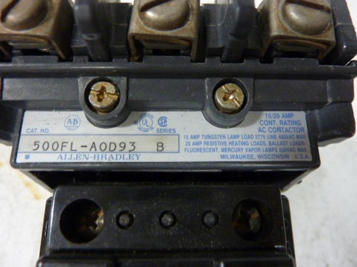 Used ALLEN BRADLEY Contactor 500FL-AOD93 SER B #58030