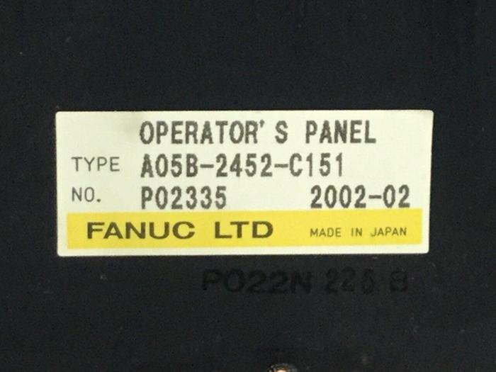 Used FANUC Faceplate Operator's Panel A05B-2452-C151 #109052