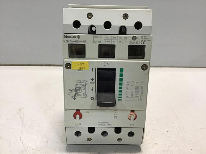 Used MOELLER 60 Amp Circuit Breaker NZM7A-60N-NA #122461