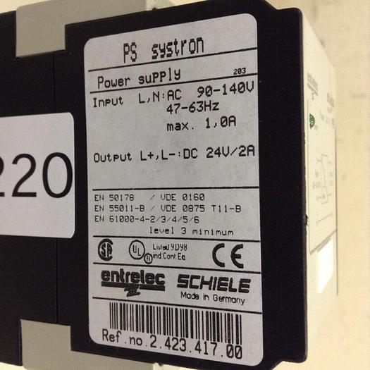 Used ENTRELEC Power Supply 2.423.417.00 #73220
