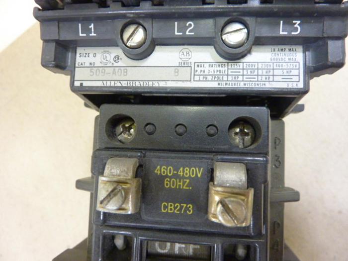 Used ALLEN BRADLEY Motor Starter Size 0 509-AOB SER B #44618