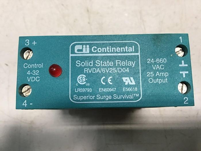 Used CONTINENTAL INDUSTRIES Solid State Relay RVDA/6V25/D04 Used
