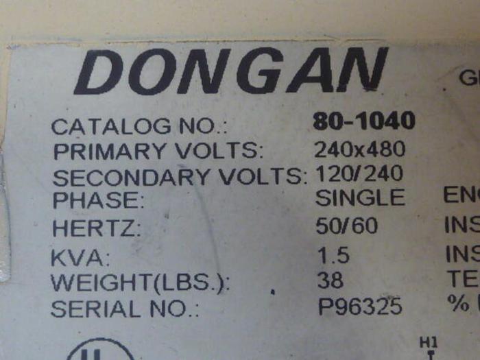 Used DONGAN 1.5 kVA Transformer 80-1040 #31028
