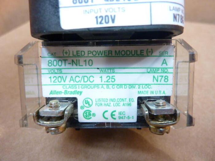 Used ALLEN BRADLEY Push Button - Green 800T-QBL10G GREEN #38156