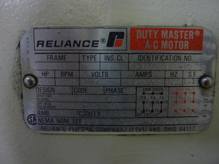 Used RELIANCE ELECTRIC 50 HP AC Motor ENC-DP Used