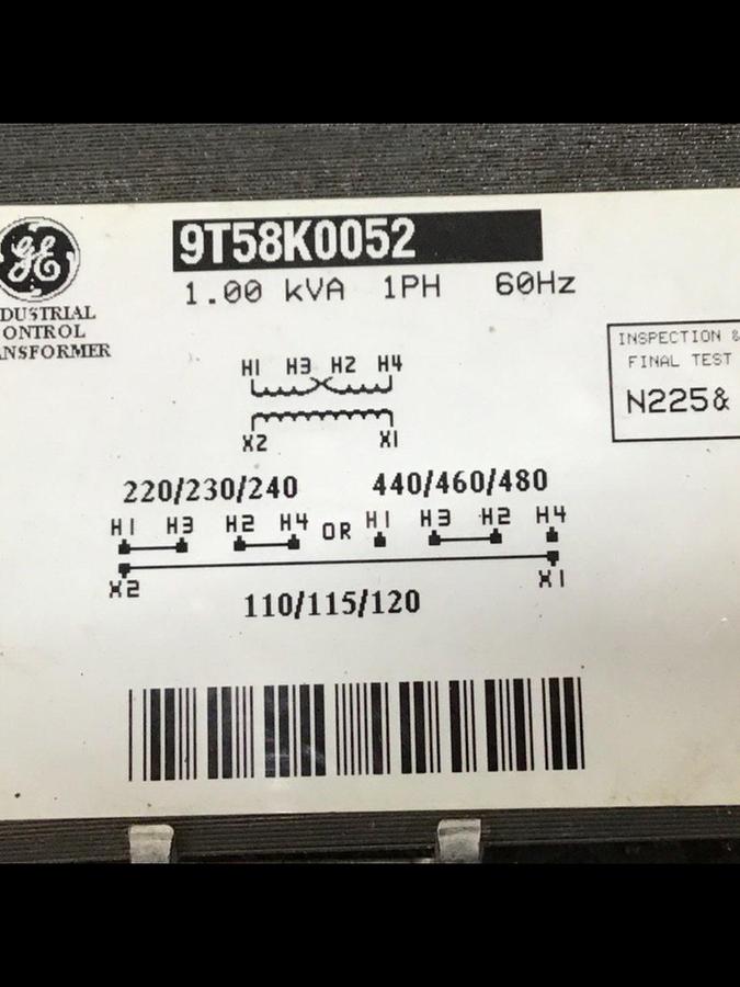 Used GENERAL ELECTRIC / GE 1.00 kVA Transformer 9T58K0052 Used