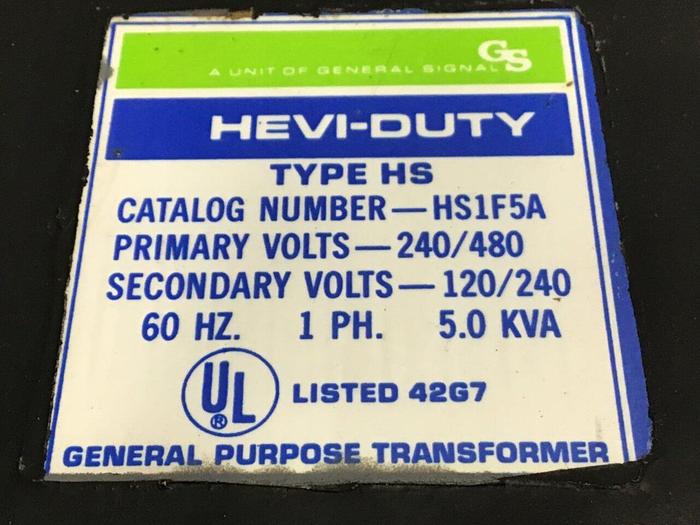 Used GENERAL SIGNAL 5 kVA Transformer HS1F5A #133802
