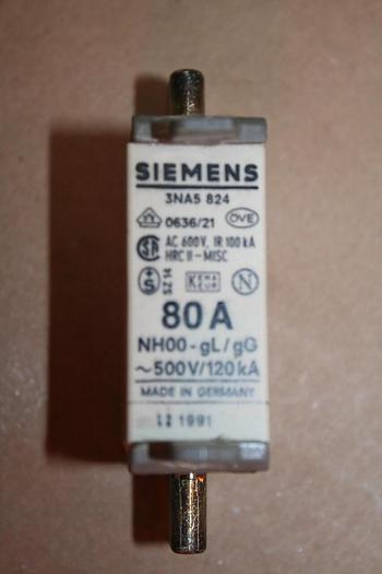 Used SIEMENS 80 Amp Fuse 3NA5824 #20129